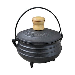 Caldeirão Tripé Com Tampa Panela 600ml De Ferro Fundido