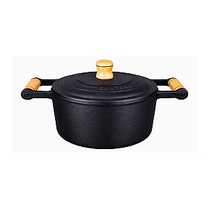 Caçarola Com Tampa Ferro Fundido Panela 2,6 Litros Rústica