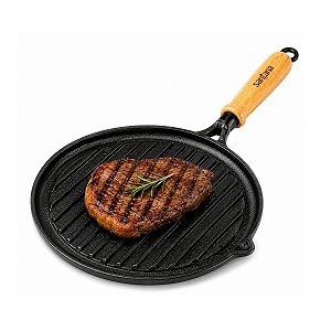 Bifeteira Ferro Fundido Frigideira Frisada Chapa Bistequeira Grill Grelhada Hambúrguer