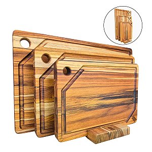 Conjunto 3 Tábuas De Madeira Para Cozinha
