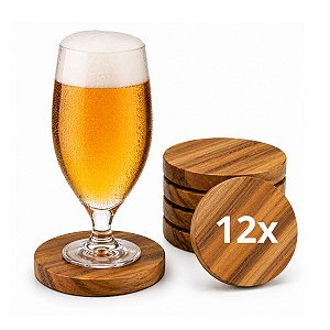 Kit Com 12 Porta Copo De Madeira