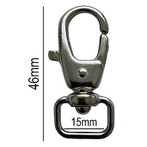 10un Mosquetão 15mm Niquelado Gancho Fecho Bolsas Mochila Alça
