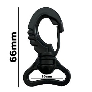 100un Mosquetão 30mm Preto Plástico Presilha Gancho Mochilas