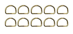 20 Meia Argola 10mm Dourada Ferro Alça Fita Bolsa Cadarço