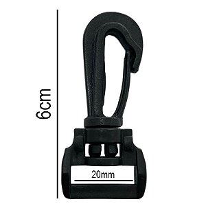 20un Mosquetão 20mm Preto Plástico Fecho Gancho Bolsas Mochilas