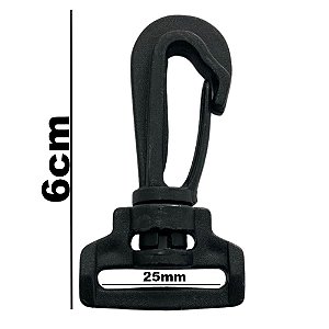 20un Mosquetão 25mm Preto Plástico Fecho Gancho Bolsas Mochilas