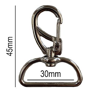 10un Mosquetão 30mm Niquelado Fecho Gancho Bolsas Mochila Alça