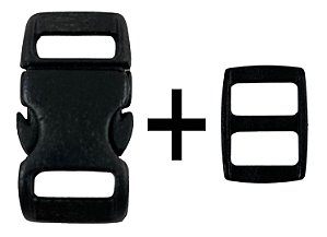 20un Fecho+20un Regulador Preto 10mm Plástico Bolsa Mochila