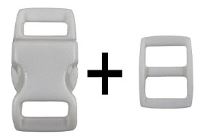 20un Fecho+20un Regulador Branco 10mm Plástico Bolsa Mochila