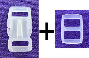 20un Fecho+20un Regulador Transparente 10mm Plástico Mochila