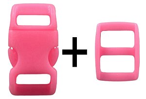 20un Fecho+20un Regulador 10mm Rosa Bebê Plástico Engate