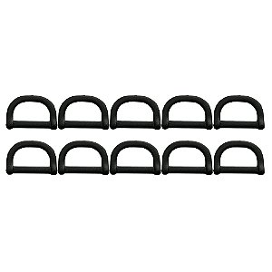 1000un Meia Argola 25mm Preta Plástico Alça Bolsas Cadarço