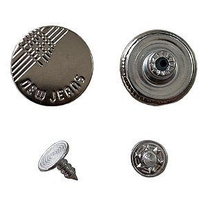 20un Botão Fixo Niquelado 17mm Calça Jeans Jaqueta Bermuda