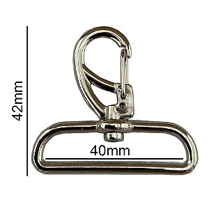 50un Mosquetão 40mm Niquelado Fecho Gancho Bolsas Mochilas