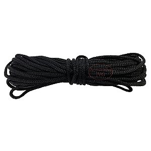 10m Cordão 4/1 Preto Fio Náutico 4mm Rabo Rato Saco Mochila