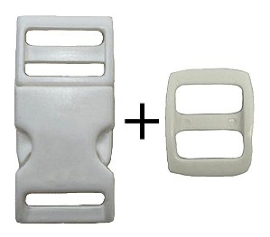 50un Fecho + 50un Regulador 20mm Branco Passador Alça Gancho Presilha Fita Plástico