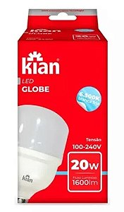 Lâmpada Led Globe 20W 6.500K Branca Fria Base E27 Bivolt Kian