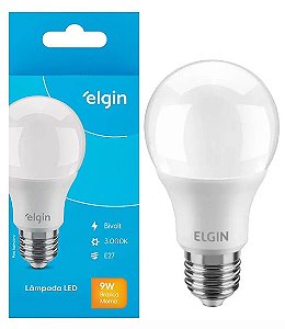 Lampada Led Bulbo 9w E27 Branca Quente 3000k Amarela - Elgin