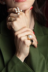 Anel Feminino Pérolas