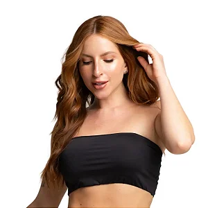 Top Faixa Tomara Que Caia Cropped Microfibra Sem Bojo Preto