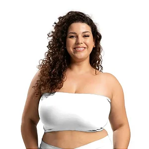 Sutiã Top Faixa Plus Size Microfibra Tomara Q Caia Sem Bojo Branco