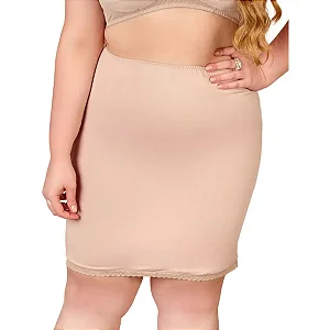 Saia Feminina Modelo Anágua Plus Size Renda Bege