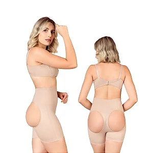 Calcinha Short Cinta Levanta Empina Bumbum Sem Bojo Bege