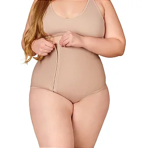 Cinta Alta Modeladora com Fecho Plus Size Bege