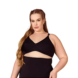 Sutiã Reforçado com Renda sem Aro Plus Size Preto