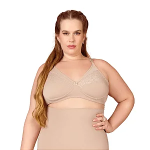 Sutiã Reforçado com Renda sem Aro Plus Size Bege