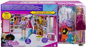Barbie Conjunto de armário de bonecas e sonhos com roupas e acessórios
