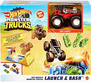 Hot Wheels Lancadores Monster Trucks Lanca E Esmaga Gvk08 -