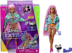 BARBIE COM ANIMAIS DE ESTIMACAO EXTRA CABELO ROSA GXF09
