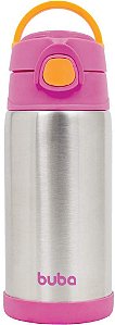 GARRAFA TÉRMICA PAREDE DUPLA  ROSA  400ML 11384 BUBA