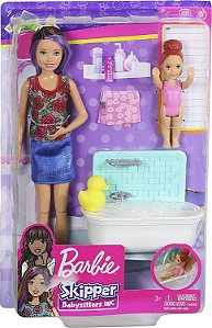 Boneca Barbie Skipper Babysitters Hora do Banho Mattel FHY97