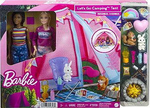 Boneca Barbie Playset Let's Go Camping Tent Mattel HGC18