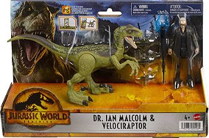 Jurassic World Pack Dr. Ian Malcolm & Velociraptor Mattel HGP77