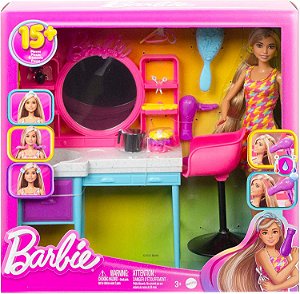Boneca Barbie Totally Hair - Vestido Listrado - Morena - HCM90