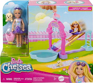 Boneca Barbie Chelsea Parque Aquático Escorrega Arco-íris