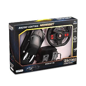 Carrinho com Volante e Pedal Racing Control Midnight Preto Multikids BR1147
