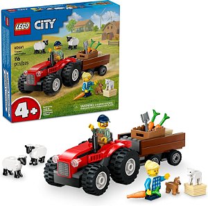 Lego City Trator de Fazenda Vermelho com Trailer e Ovelhas 60461