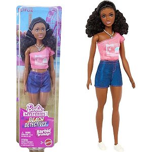 Boneca Barbie Detetive Malibu Praia Broocklyn Mattel JFV64