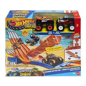Hot Wheels Pista Monster Trucks Sharks vs Dinossauros  JFR07