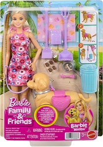 Boneca Barbie com cachorrinho Walk & Potty Pup Mattel JJB46