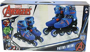 Patins Infantil Inline 4 Rodas com Led 32-35 Vingadores BBR DI0010