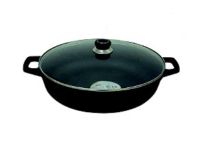 Paellera Ferro Fundido c/ Tampa Vidro 37cm FS 36 Santana cod 6557