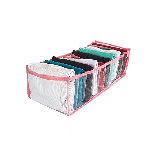 Colmeia Organizadora de Gavetas Transparente 10 Divisórias  P 14,5x34x10  Rosa 2784 123Organizei