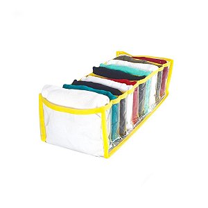 Colmeia Organizadora de Gavetas Transparente 10 Divisórias  P 14,5x34x10  Amarelo 2785 123Organizei