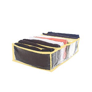 Colmeia Organizadora de Gavetas Transparente 10 Divisórias M 35x25x10 Amarelo 2787 123Organizei
