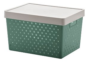 Cesto Caixa Organizadora C/ Tampa  39x29x24 Quadratta Verde